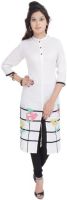 Porcupine Casual Self Design Women's Kurti(White)