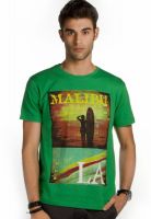 Provogue Printed Men's Polo Neck Green T-Shirt