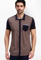 R&C Brown Check Slim Fit Casual Shirt