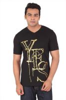 Radbone Printed Men's V-neck Black T-Shirt