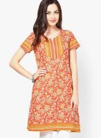 Rangriti Orange Printed Kurtis