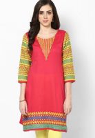 Rangriti Pink Embroidered Kurtis