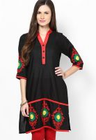 Riya Black Embroidered Kurtis