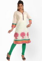 Salwar Studio Off White Printed Kurtis