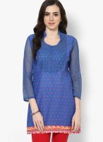 Sangria Blue Printed Kurtis