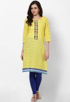 Sangria Yellow Printed Kurtas