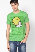 Smiley World Green Round Neck T-Shirt