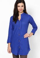 Span Blue Solid Kurtis