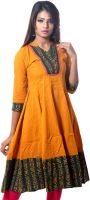 Span Casual Printed Women's Kurti(Yellow)