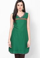 Span Green Solid Kurtis