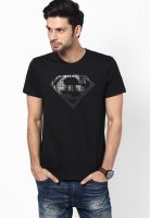 Superman Black Printed Round Neck T-Shirts