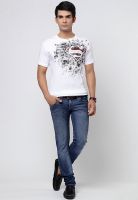 Superman White Solid Round Neck T-Shirts