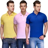 Teesort Solid Men's Polo Neck Multicolor T-Shirt(Pack of 3)