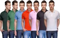 Teesort Solid Men's Polo Neck Multicolor T-Shirt(Pack of 7)