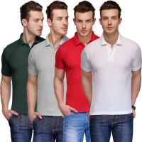 Teesort Solid Men's Polo Neck Multicolor T-Shirt(Pack of 4)