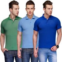 Teesort Solid Men's Polo Neck Multicolor T-Shirt(Pack of 3)