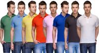 Teesort Solid Men's Polo Neck Multicolor T-Shirt(Pack of 8)