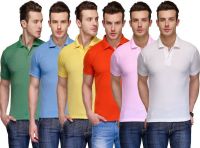 Teesort Solid Men's Polo Neck Multicolor T-Shirt(Pack of 6)