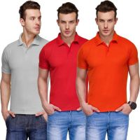 Teesort Solid Men's Polo Neck Multicolor T-Shirt(Pack of 3)