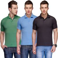 Teesort Solid Men's Polo Neck Multicolor T-Shirt(Pack of 3)