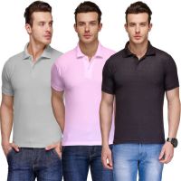 Teesort Solid Men's Polo Neck Multicolor T-Shirt(Pack of 3)