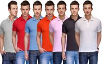 Teesort Solid Men's Polo Neck Multicolor T-Shirt(Pack of 7)