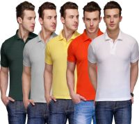 Teesort Solid Men's Polo Neck Multicolor T-Shirt(Pack of 5)