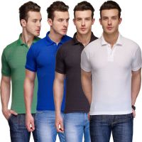 Teesort Solid Men's Polo Neck Multicolor T-Shirt(Pack of 4)