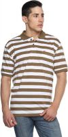 Tempt Striped Men's Polo Neck Brown T-Shirt