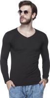 Tinted Solid Men's V-neck Black T-Shirt