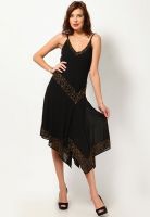 Tops And Tunics Black Colored Embellished Asymmetric Dress