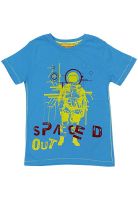 UFO Short Sleeve Printed Blue T Shirts