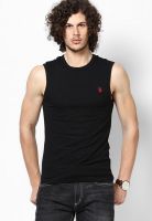 U.S. Polo Assn. Black Solid Round Neck T-Shirts
