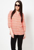 United Colors of Benetton 3/4th Sleeve Mandarin Collar Shirt With Sleeve Gathers