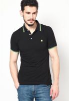 United Colors of Benetton Black Solid Polo T-Shirts