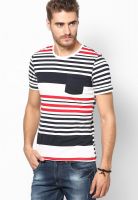 United Colors of Benetton Black Striped Round Neck T-Shirts