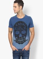 United Colors of Benetton Blue Solid Round Neck T-Shirt