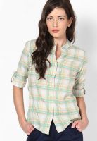United Colors of Benetton Green And Off White Checkered Shirt
