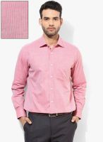 Van Heusen Peach Striped Regular Fit Formal Shirt