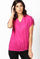 Vero Moda Half Sleeve Fuchsia Elastic Shirt