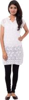 Viba London Casual, Festive, Formal Embroidered Women's Kurti(White) Viba London Casual, Festive, Formal Embroidered Women's Kurti(White)