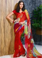 Vishal Red Printed Saree