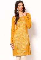 W Yellow Solid Kurtis