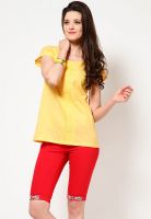 W Yellow Solid Kurtis