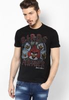Angry Birds Black Printed Round Neck T-Shirts