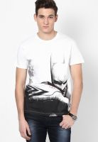 Batman White Printed Round Neck T-Shirts