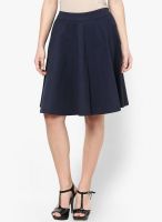 Atorse Navy Blue Flared Skirt
