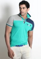 Basics Aqua Blue Solid Polo T-Shirt