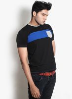 Basics Black Striped Round Neck T-Shirt