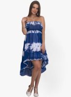 Belle Fille Blue Colored Printed Skater Dress